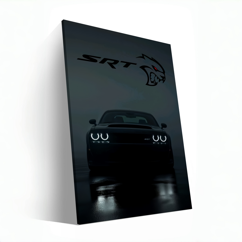 Black Dodge Challenger Hellcat -Rainy Night