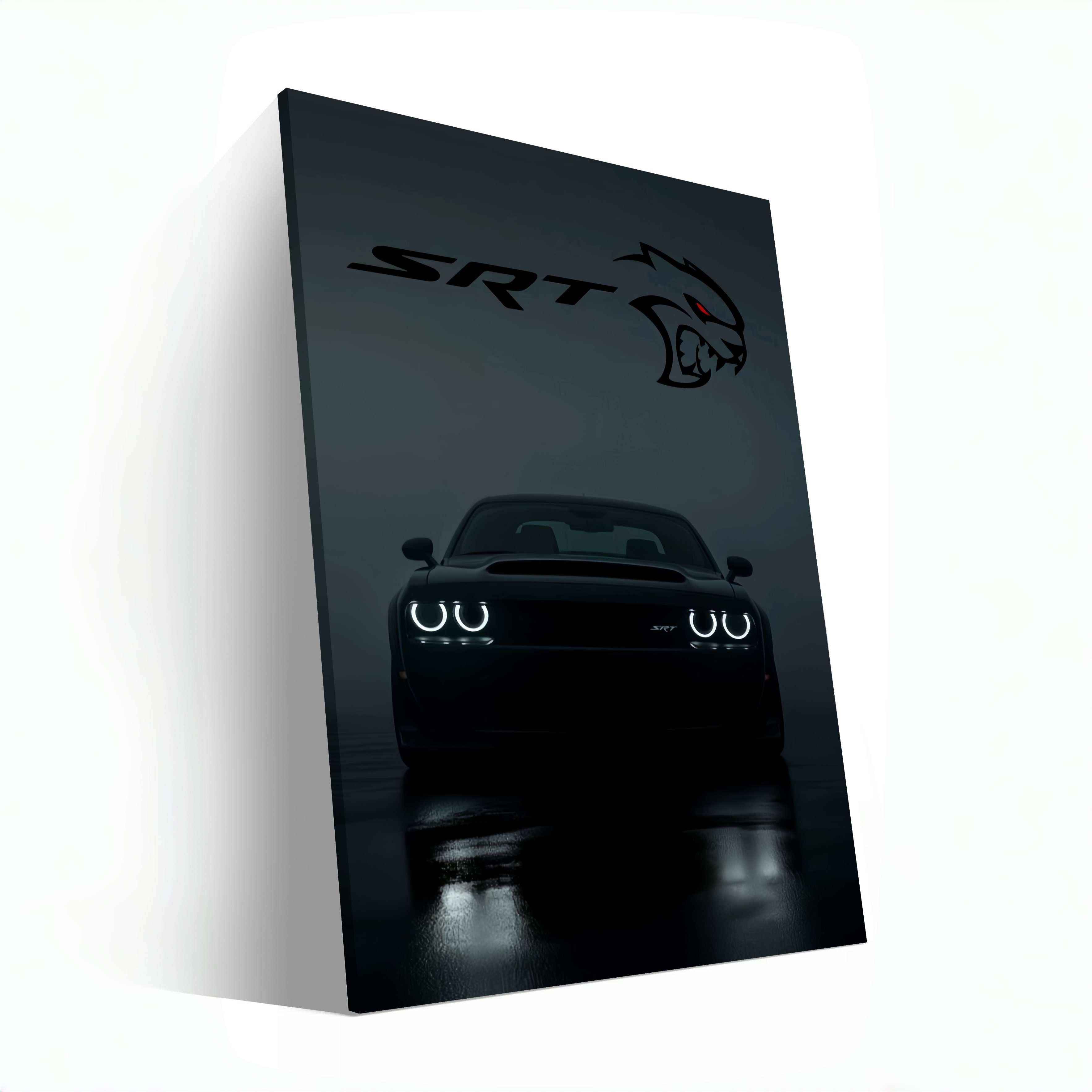 Black Dodge Challenger Hellcat -Rainy Night